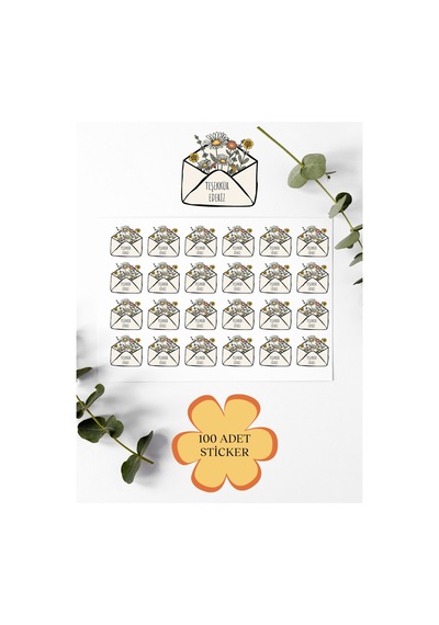 100 Adet Teşekkür Ederiz Stickers Paketleme Kargo Çıkartma Py9ks