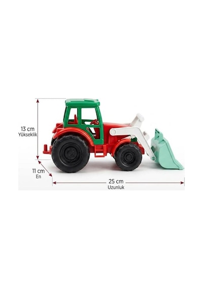 Mini Traktörüm Fileli 25cm Tekerlekli Ayarlanabilir Hareketli Kepçeli Oyuncak Traktör Çok Renkli