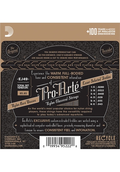 D'addario Ej49 Pro-Arté Black Nylon. Normal Tension Takım Tel Kla