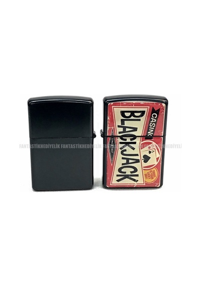 Black Jack Casino Mat Siyah Kapaklı Benzinli Çakmak