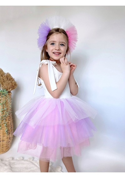 Linola Baby Kids Jolie Taçlı Kız Çocuk Parti Elbisesi Pembe