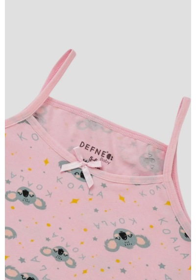 Defne Baby Kız Çocuk Premium Pamuklu Koala Desenli Penye Atlet & Boxer Takımı Renkli