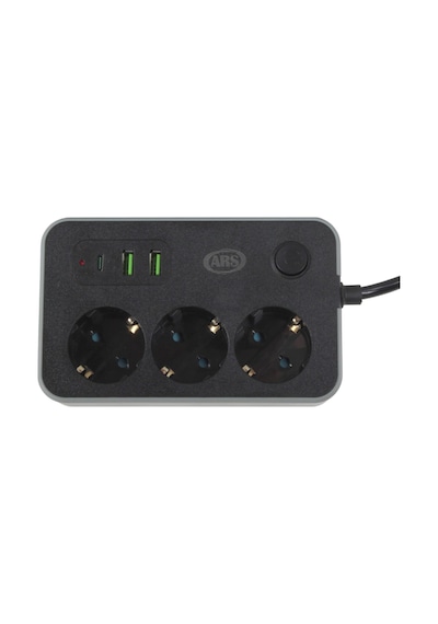 Ars 3 USB 1 Type C Girişli Akım Korumalı 2 Metre 3'lü Kare Priz