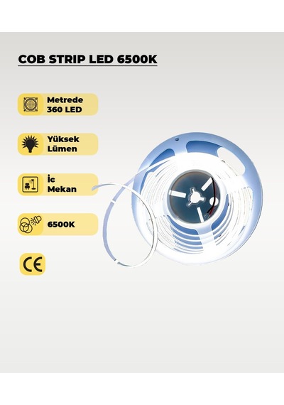12v Cob Şerit Led Beyaz Işık - Metrede 360 Led - 5 Metre 5 METRE