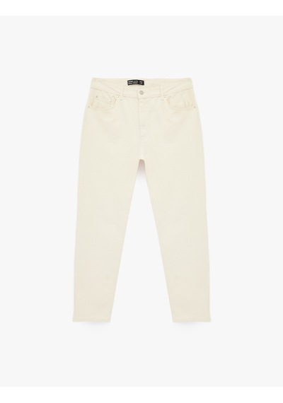 Koton Normal Bel Pamuklu Vintage Straight Fit Jean Pantolon Ekru 6sam40044nd
