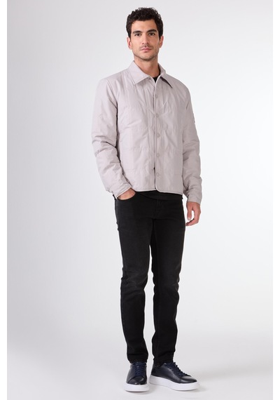 Dufy Gri Kapitone Erkek Mont - Slim Fit Gri