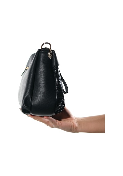 Luvishoes 1465 Siyah Baskı Kadın Çapraz Çanta
