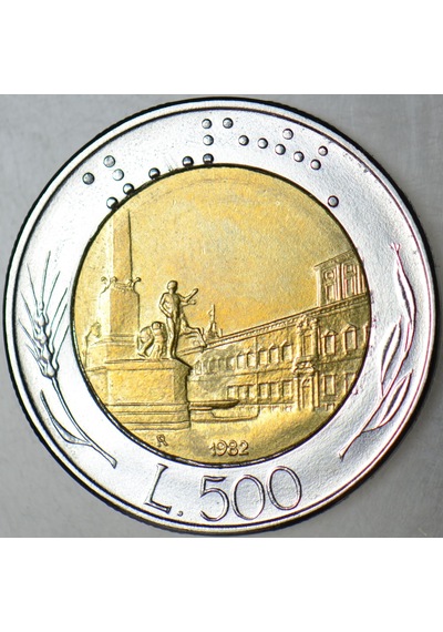 İtalya 500 Liret 1982 Bimetal Çil -