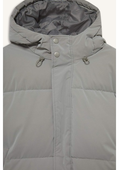 Defacto Su İtici Regular Fit Kapüşonlu Cepli Astarlı Rüzgar Geçirmez Fermuarlı Parka F0431ax25wngr454 Gri-gr454