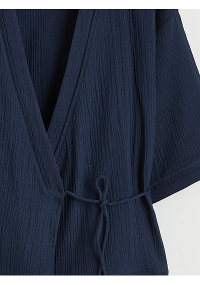 Lc Waikiki Lacivert Kruvaze Yaka Dokulu Kadın Kimono