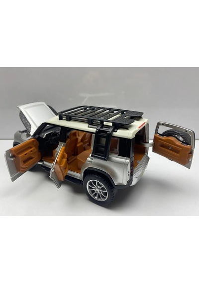 Land Rover Defender Metal Araba 23 Cm Sesli Işıklı Kapılar Bagaj Kaput Açılır Oyuncak Demir Araç