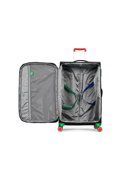 United Colors of Benetton Unisex Ultra Lıght Körüklü Kumaş Kabin Valiz 55 Cm Siyah Siyah