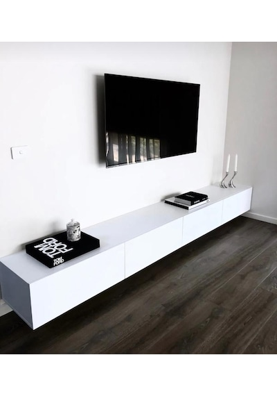 Dizayn Joy Tv Ünitesi Tv Sehpası Alt Modülü Mat Beyaz Soft 240 Cm