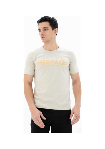AR-MA Arma Erkek Slim Fit Bisiklet Yaka Tişört Y25344452201 Bej