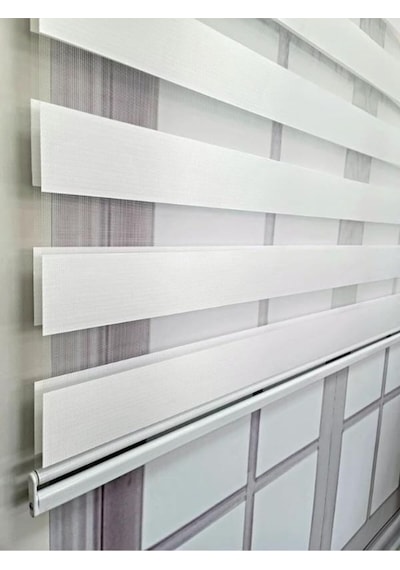 Beyaz Bambu Düz Zebra Stor Güneşlik Perde