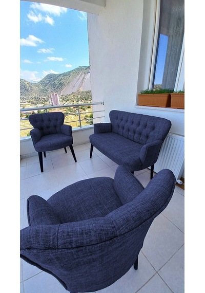 Azra Mobilya Çay Seti Koltuk Takımı - Keten Kumaş-ahsap - Ofis Koltuğu-balkon Koltuğu - Mavi Mavi Azra Mobilya Çay Seti Koltuk Takımı - Keten Kumaş-ahsap - Ofis Koltuğu-balkon Koltuğu - Mavi Mavi