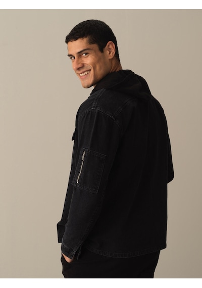 Xint Gri Oversize Pamuk Denim Gömlek Ceket 700867