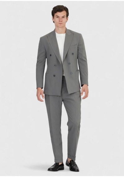 Ramsey Gri Düz Zeroweight Slim Fit Takım Elbise