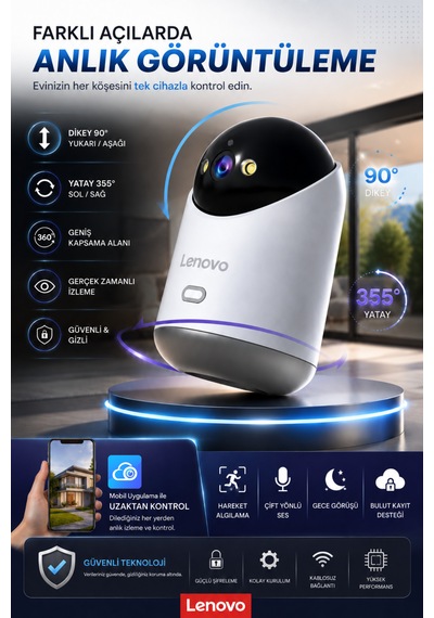 Lenovo 5mp Wifi Bebek Evcil Hayvan Yaşlı Bakım Kamerası Gece Görüşlü Bebek Kamerası