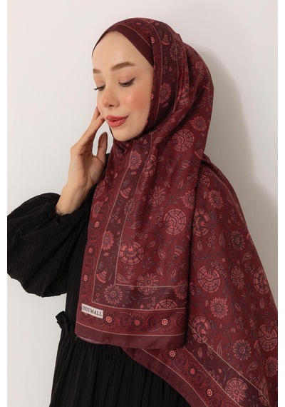 Mimiyum Soft Şal Çini Desenli Bordo