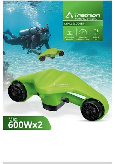 Triathlon T-249 Elektrikli Deniz Scooter 1200w Çift Motor Yeşil