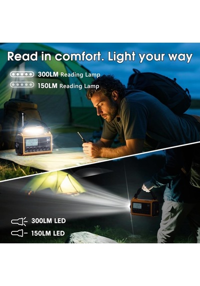 Rocam Dab/dab+/fm 5000 Mah Güneş Enerjili Dijital Acil Durum Radyosu Alarm Saatli Radyolar Turuncu