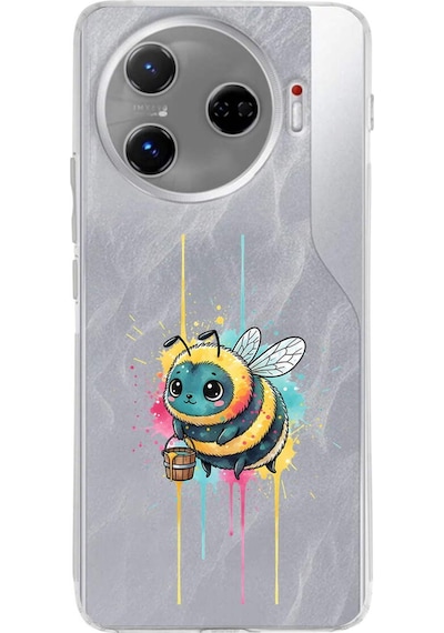 Tecno Camon 30 Pro 5g İle Uyumlu Splash Arı Tasarımlı Şeffaf Silikon Kılıf Şeffaf