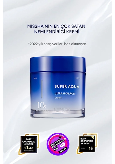 Missha 10 Çeşit Hyalüronik Asit İçeren Nemlendirici Krem Super Aqua Ultra Hyalron Cream 70 ML