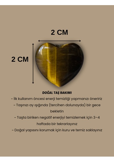 Doğal Taş - Kaplan Gözü Kalp Kolye Kahverengi
