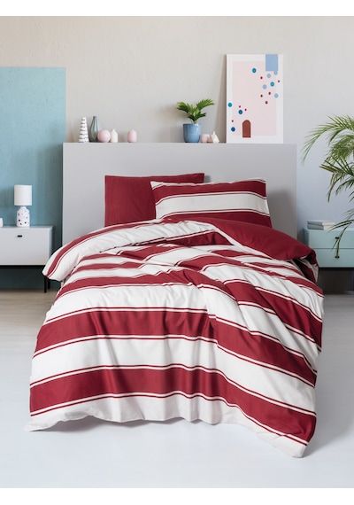 Cozy Home Festive Tek Kişilik Lastikli Çarşaflı Nevresim Takımı Jolly Kırmızı Kırmızı