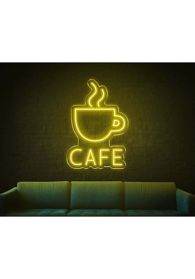 Cafe Yazılı Ve Şekilli Neon Tabela Sarı