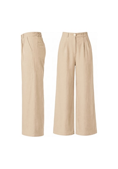 Goffra Kadın Terra %100 Keten Pantolon Yazlık Nefes Alabilen Latte W351-k0402-02