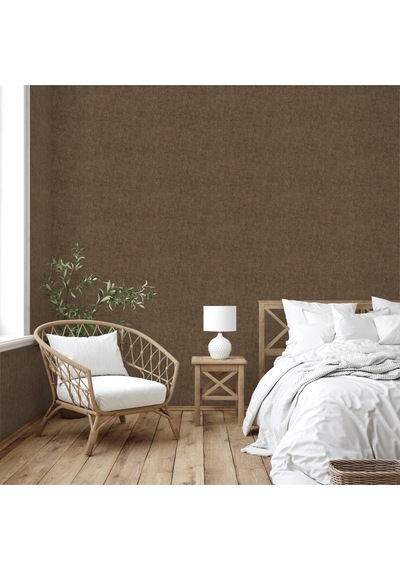 Adawall Muse Koleksiyonu- 25105-8 Koyu Kahve Textile Dokulu Duvar Kağıdı 1.06x15.6m, 16.5m² Kahverengi