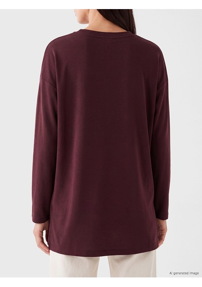 Lcw Everyday Mürdüm Soft Touch Taşlı Oversize Kadın Sweatshirt Tunik