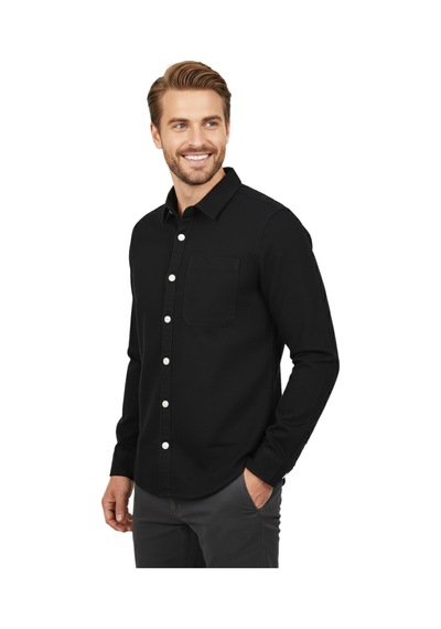 Raymons Erkek Spor Silim Fit Kanvas Tek Cepli Gömlek Bgl-st04955 Siyah