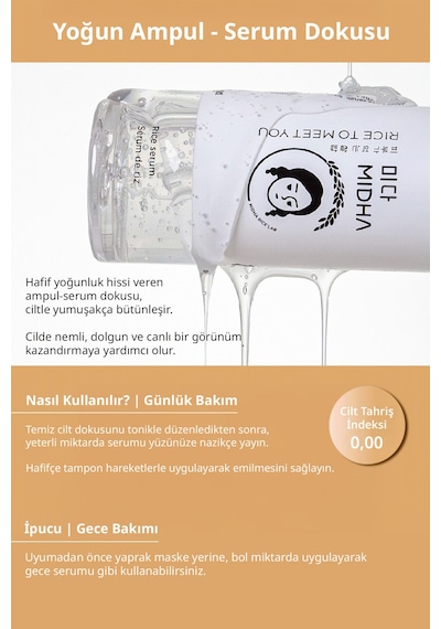 Midha %73 Pirinç Özü İçeren Sıkılaştırıcı ve Aydınlatıcı Serum 50 ML