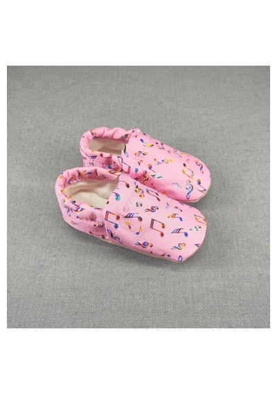 Loove Bebe Bebek Kız Erkekörme Kumaş Ergonomik Ev Kreş Patik Panduf Ayakkabı Nota Pembe