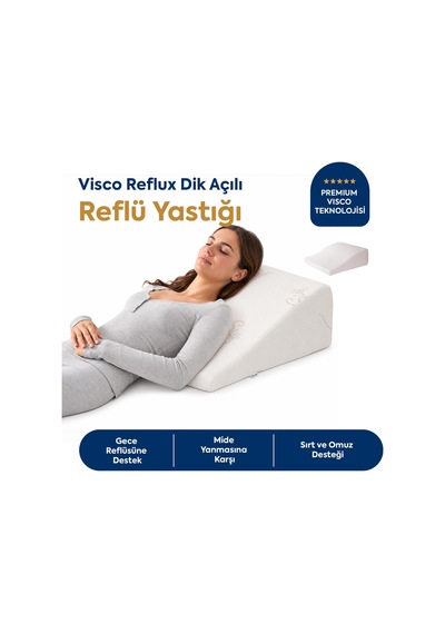 Homedius Viscotherm Reflux Dik Açılı Silk Kumaş Reflü Yastığı 65x60x20 Cm Beyaz