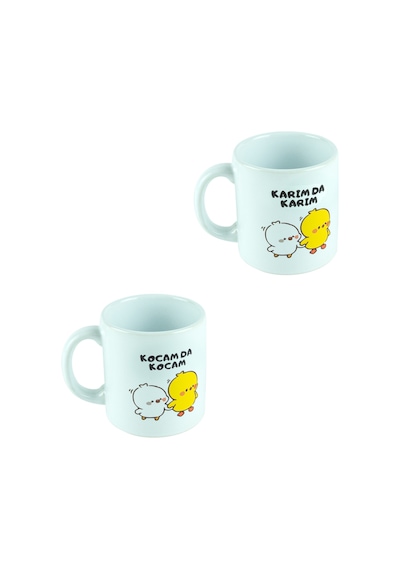 Desenli Kupa Karım Kocam Bardak Seramik 2'li Set 300 Ml