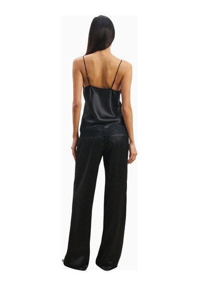 Because Of Alice Formal Satin Straight Leg Trousers Saten Düz Paça Kadın Pantolon Siyah