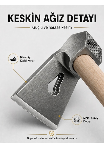 500 Gr Çelik Keser Dayanıklı Çift Yönlü Ahşap Saplı Ergonomik