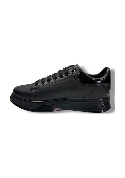 Cap 2044-26 Cilt Deri Anatomik Bağcıklı Erkek Sneaker Siyah