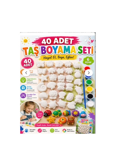 40 Adet 3d Hayvanlar&çiçekler Taş Boyama Figür Çocuk Gelişimi Boyama Etkinlik Seti Zoo Painting
