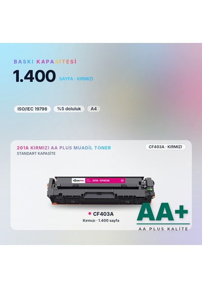 Hp 201a Cf403a Kırmızı Uyumlu Toner Aa Plus / Color Laserjet Pro M252 / M274 / M277