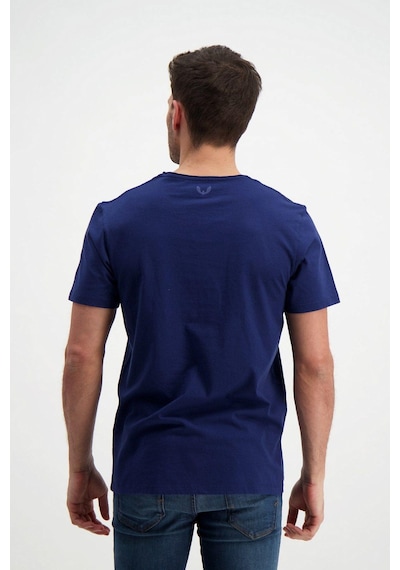 Rich Erkek Yıkamalı Basic T-shirt Tişört %100 Pamuk Tişört Lacivert