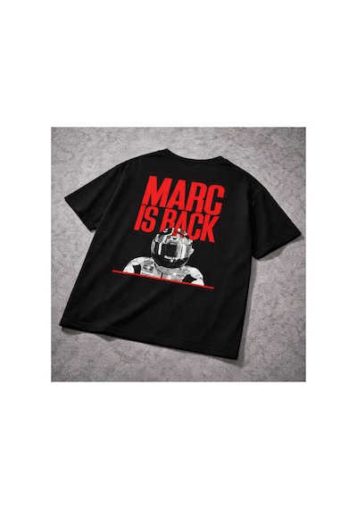 Yolo Street Oversize Marc Is Back Baskılı Tişört Unisex Streetwear %100 Pamuk Siyah