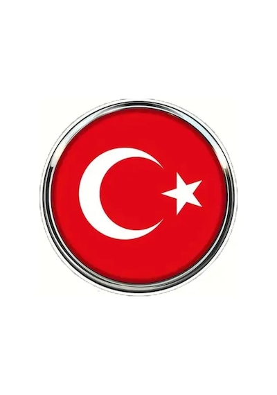 Türkiye Turkey Bayrak Rozeti - Paslanmaz Çelik Yuvarlak Yaka Rozeti Çok Renkli