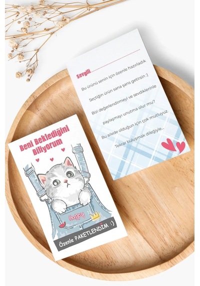 100 Happy Cat Teşekkür Kartı - Kedili Teşekkür Kartı - Not Kartı