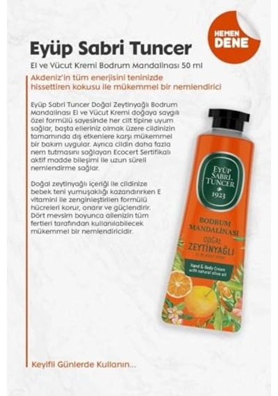 Tr Eyüp Sabri Tuncer 3'lü El Ve Vücut Kremi Bodrum Mandalinası 50 Ml Ve Rosıe Pamuk