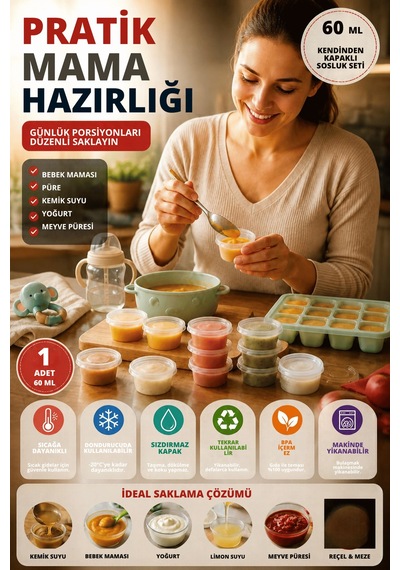 60 Ml Sızdırmaz Mini Saklama Kabı Sosluk Buzluk Kabı Mıt1363 Şeffaf